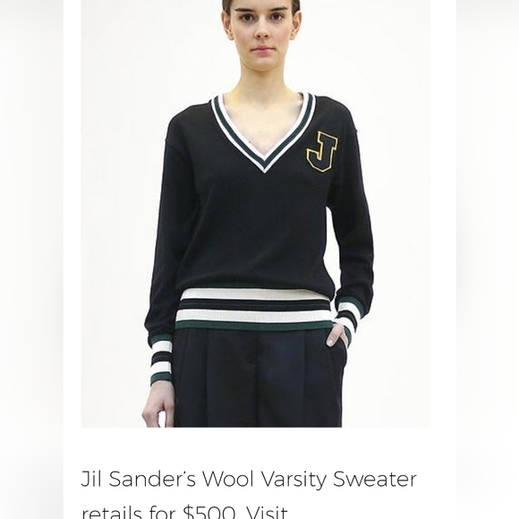 JIL Sander’s Wool Varsity Sweater, Color Red, Size 38 - Picture 3 of 17